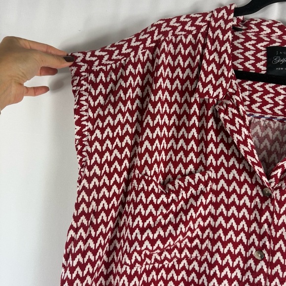 Jachs Burgundy and White Zigzag Button Down Shirt - Picture 7 of 15